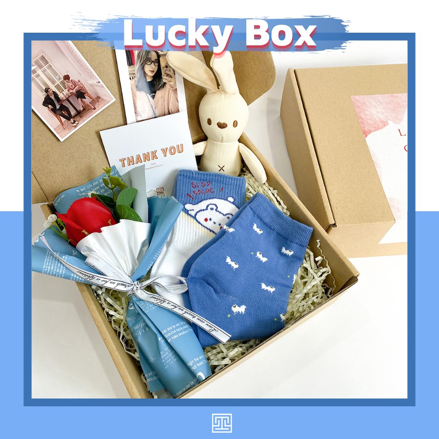 Quà tặng người yêu Lucky Box Teamo (Màu Blue) - Bộ 4 món quà tặng may mắn - Tặng kèm bộ ảnh Memories of Love