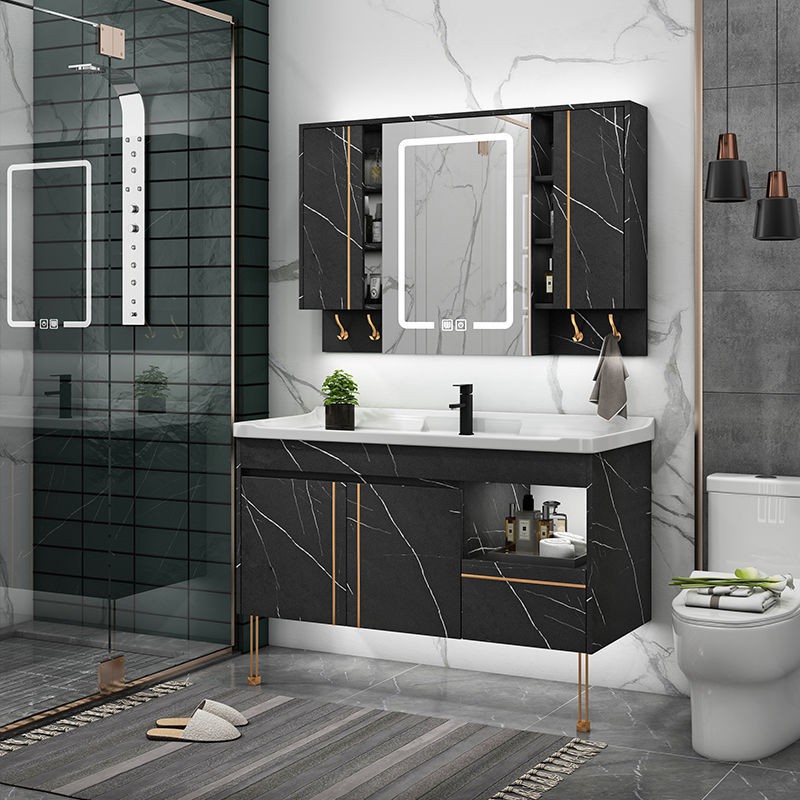 Bảng đá thông minh sang trọng nhẹ nhàng gỗ rắn phòng tắm tủ nhà vệ sinh bồn rửa mặt kết hợp