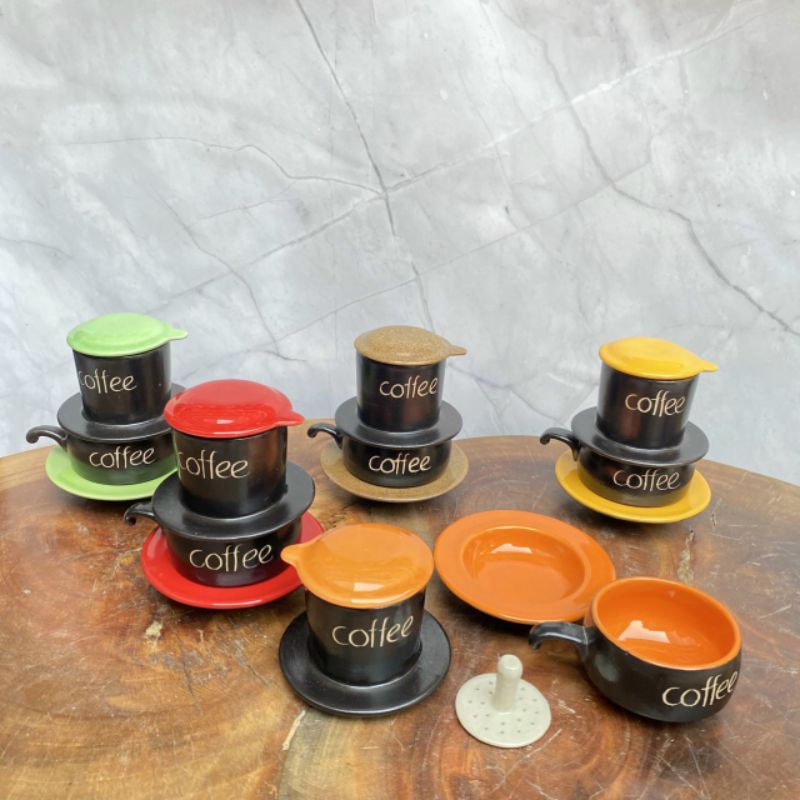 Bộ cốc cà phê liền phin sứ gốm sứ Bát Tràng-01