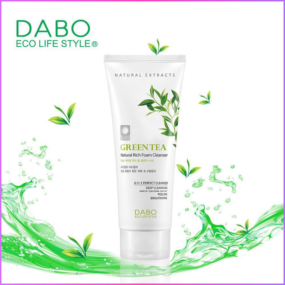 Sữa Rửa Mặt Trà Xanh Dabo Green Tea Natural Rich Foam 3in1 - Cleanser 180ml Chính Hãng Hàn Quốc
