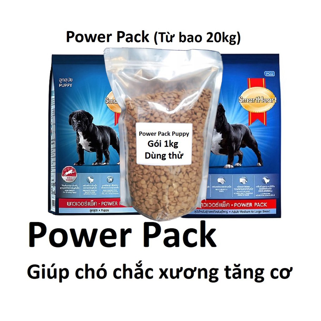 (1kg dùng thử)- Thức ăn chó SMARTHEART POWER PACK (dùng cho mọi loại chó) tăng cơ chắc xương