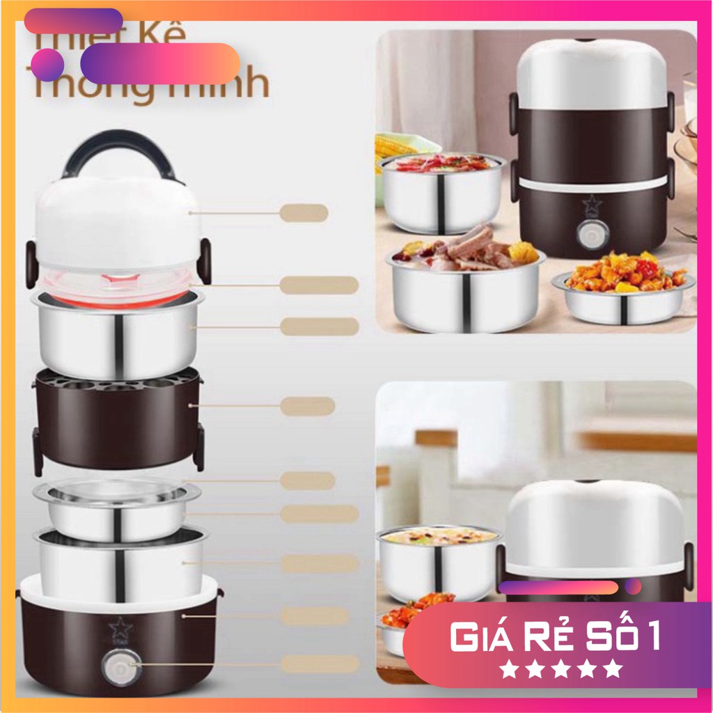 Cặp Lồng Cắm Điện 3 Tầng ruột inox Cao Cấp Giữ Nóng Thức Ăn Liên Tục 💖 BBZ Store