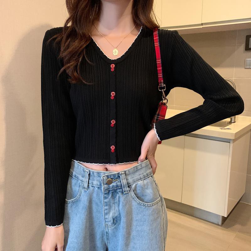 Áo khoác Cardigan dệt kim mỏng tay dài thời trang trẻ trung | BigBuy360 - bigbuy360.vn