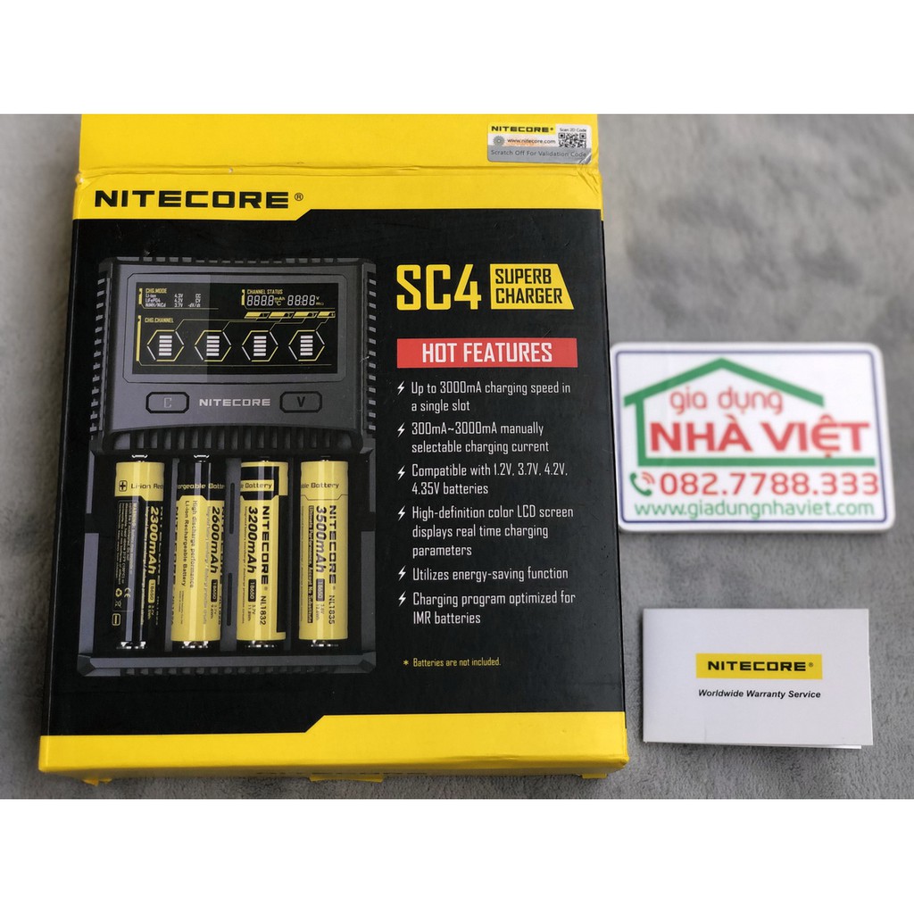 [Mã 229ELSALE hoàn 7% đơn 300K] Sạc 4 pin đa năng thông minh Nitecore SC4 đo dung lượng