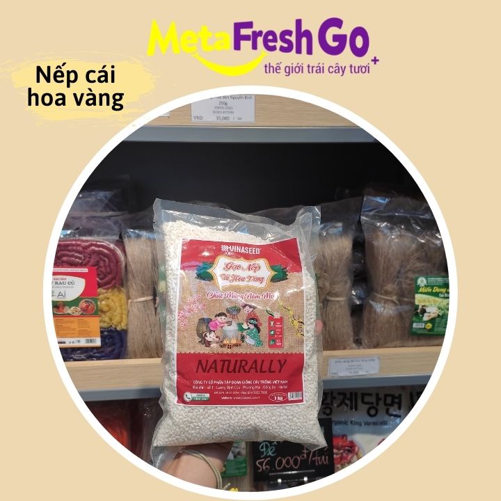 Gạo Nếp Cái Hoa Vàng 1Kg - Gạo Mới Dẻo Thơm Không Lại Gạo Loại Đặc Biệt | Meta FreshGo