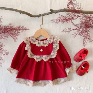 Váy nhung cổ bèo cho bé yêu 9-17kg