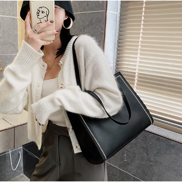 Túi xách nữ đeo vai Hàn Quốc phong cách vintage size lớn BAGROOM da PU mềm cao cấp | BigBuy360 - bigbuy360.vn