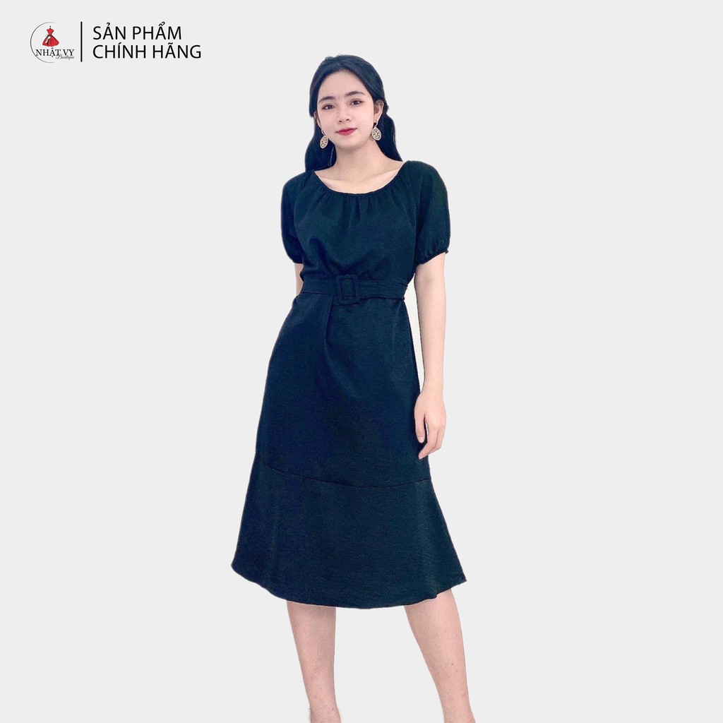 Đầm Suông NHẬT VY Tay Ngắn Lụa Trơn Đi Chơi, Công Sở Màu Hồng, Xanh, Đen - D1507