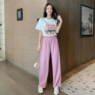 Set Áo phông kèm Quần suông tím (ảnh thật)