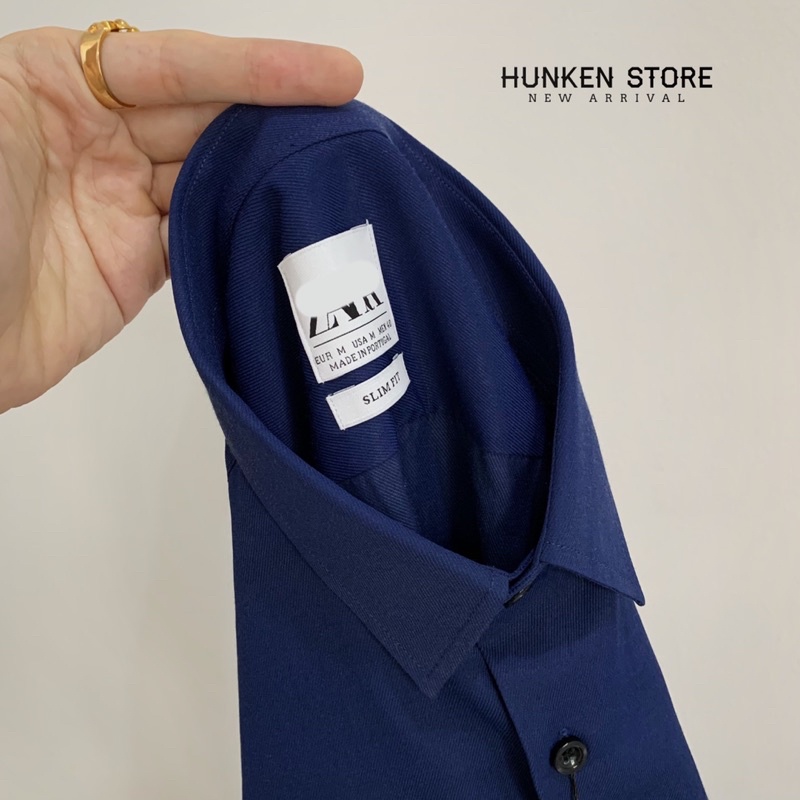 Áo sơ mi nam ZR tay dài basic trắng đen xanh Sơ mi trơn đẹp công sở Cotton gân chéo cao cấp sang trọng | HunKen Store