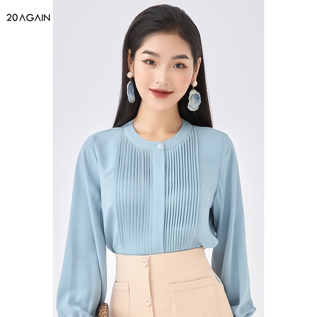 Áo sơ mi xếp ly ngực 20AGAIN nữ tính thanh lịch ASA1321 | BigBuy360 - bigbuy360.vn