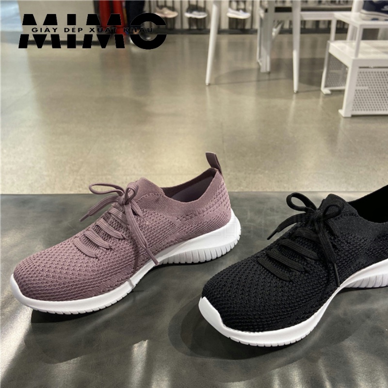 Giày Skechers buộc dây, giày thể thao đi bộ siêu êm mềm nhẹ, thoáng khí, chống trơn trượt cho nữ