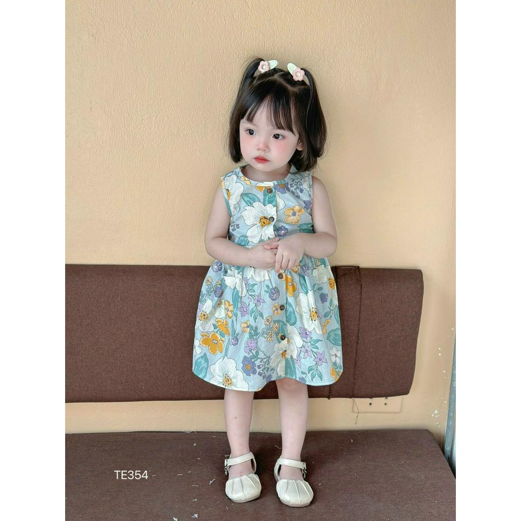 [SALE SỐC] Váy sát nách bé gái cúc trước chất cotton thô mềm dễ thương TT