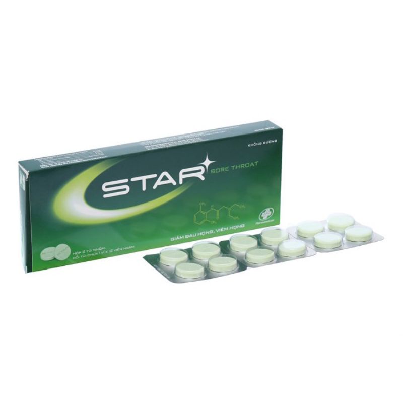 Kẹo Ngậm Star Sore Throat hộp 24 viên ⚡ CAM KẾT CHÍNH HÃNG ⚡ Kẹo ngậm thông họng giảm đau trong nhiễm trùng khoang miệng