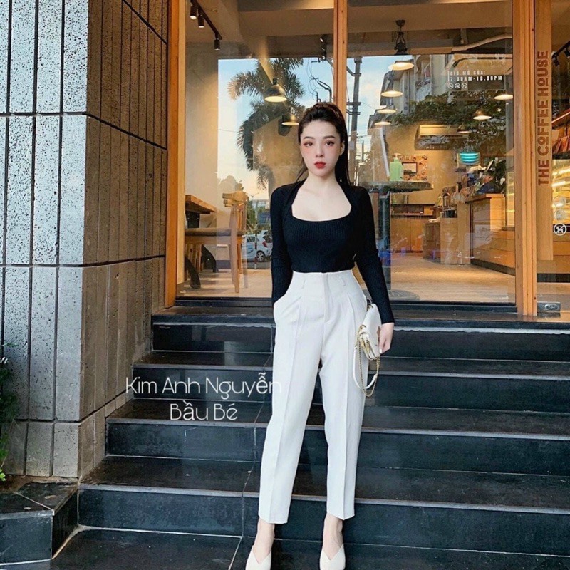 Áo len tăm cổ ume nữ QC cao cấp❤️Áo len nữ dài tay cổ vuông hàng QC❤️[free ship] | BigBuy360 - bigbuy360.vn