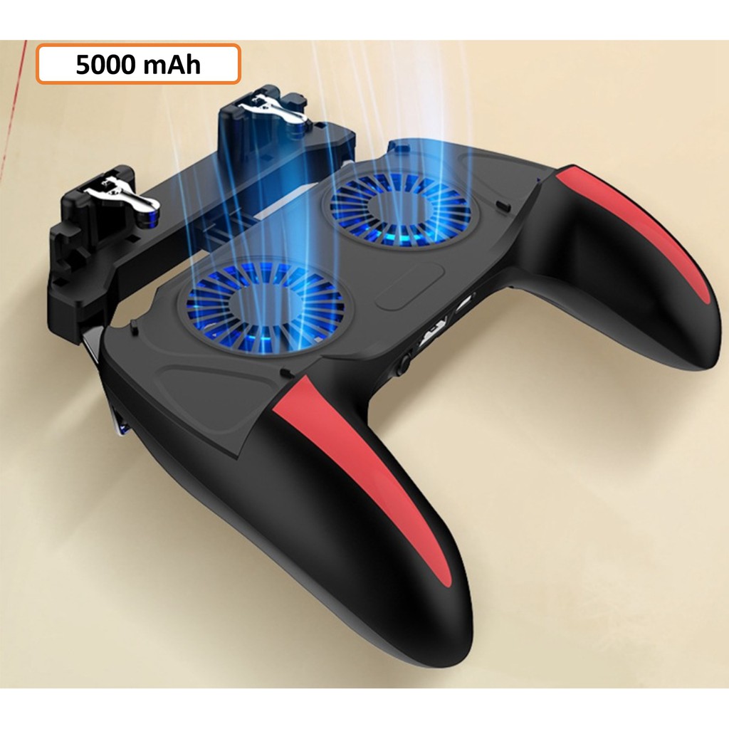 Tay Cầm Chơi Game Điện Thoại Mobile PUBG/FF/ROS/CALL OF DUTY Double Fan Tích Hợp Sạc Dự Phòng 5000mAh Hàng Xịn, Giá Tốt