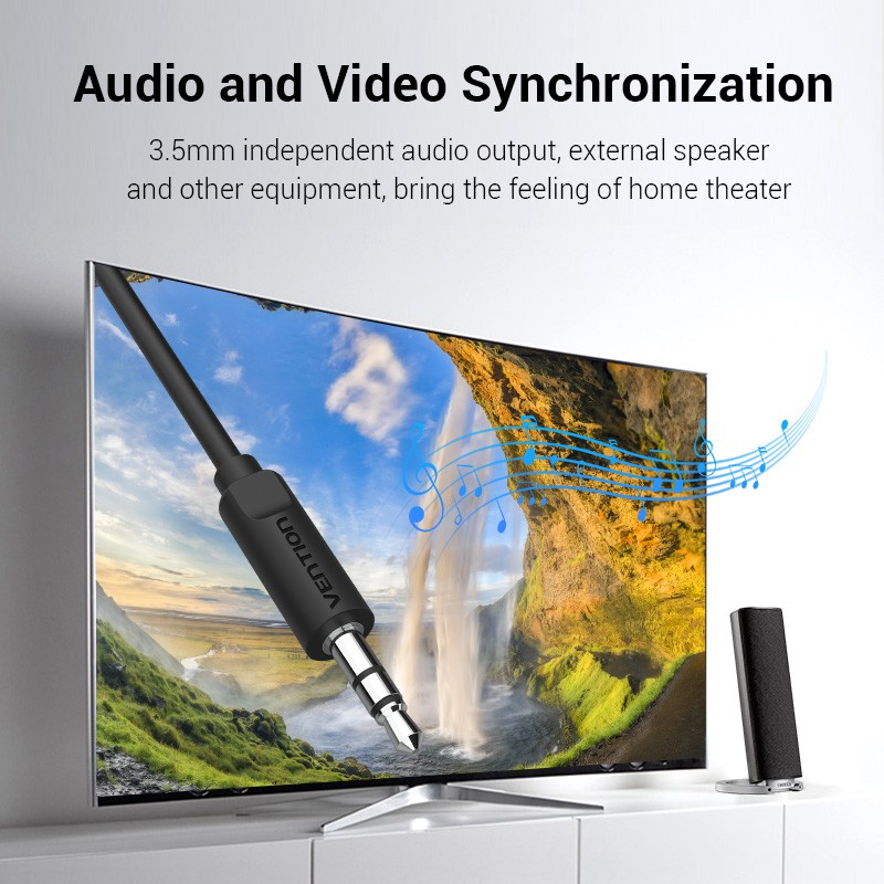 Cáp chuyển đổi HDMI sang VGA Vention hỗ trợ độ phân giải cao 1080p 60hz cho Pc/Laptop/Máy chiếu