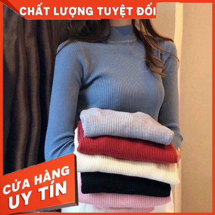 Áo Len Tăm Cổ 3 Phân Hàng Cao Cấp áo dài tay nữ chất len tăm thời trang Banamo Fashion áo len tăm cổ 3 phân 344 - Hàng n