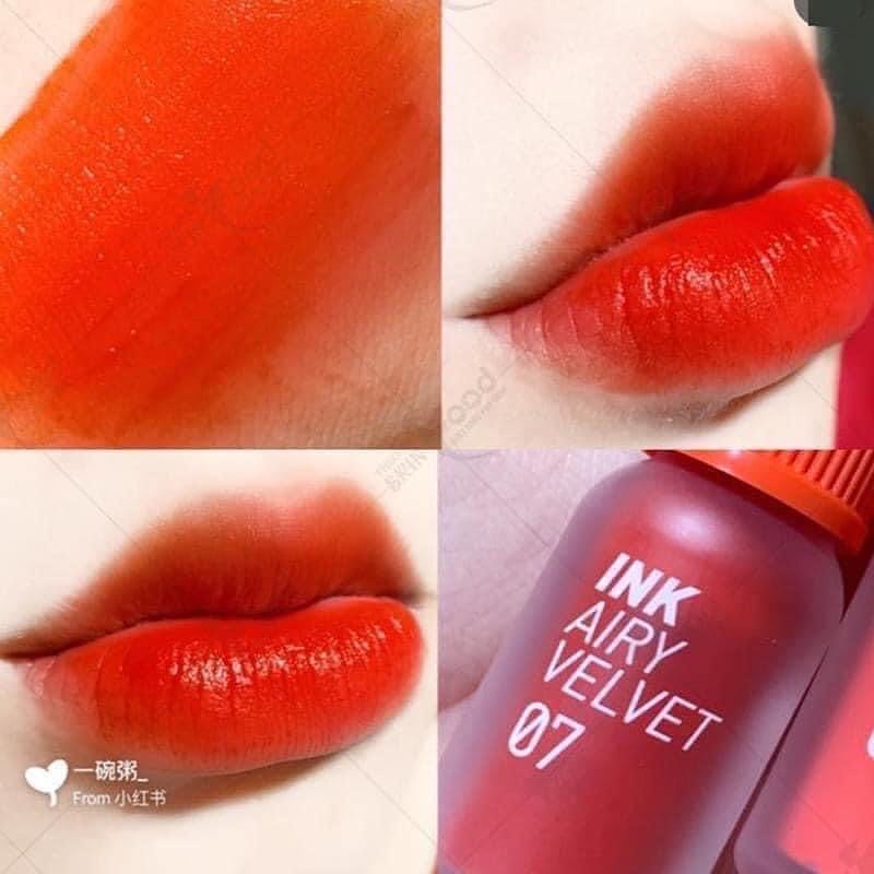 Son Ink Airy 07 Heart Grape Fruit Đỏ Cam Kem Lì Peripera Ink Airy Velvet Lip Tint  4g