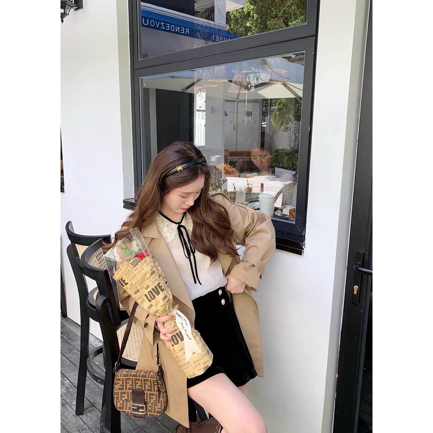Quần Sooc Nhung Đính Khuy , Gỉa Chân Váy , Với Chất Liệu Cao Cấp , Siêu Xinh