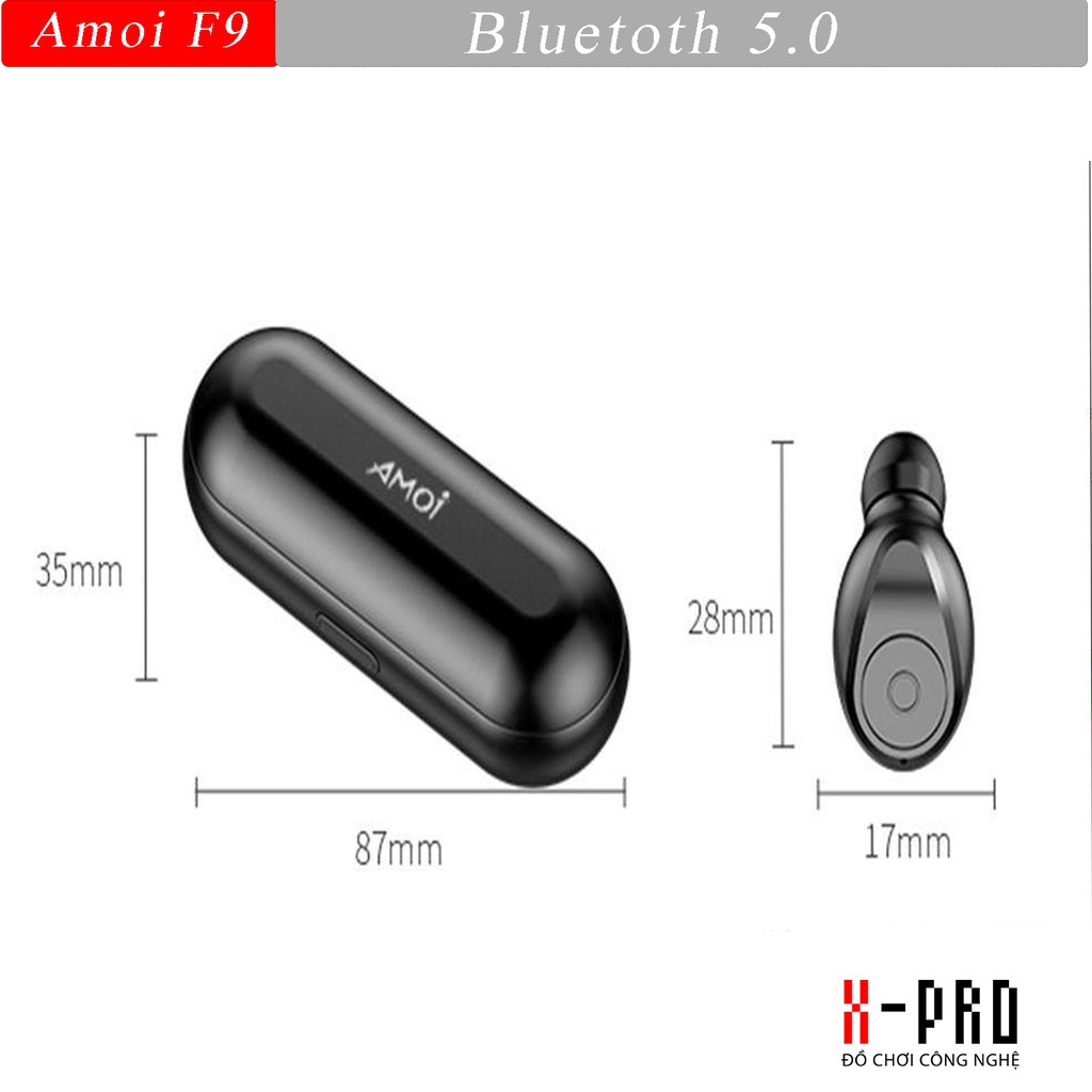 Tai nghe true wireless AMOI F9 , Bluetooth 5.0 Pin 280 giờ làm sạc dự phòng 2000mah | BigBuy360 - bigbuy360.vn
