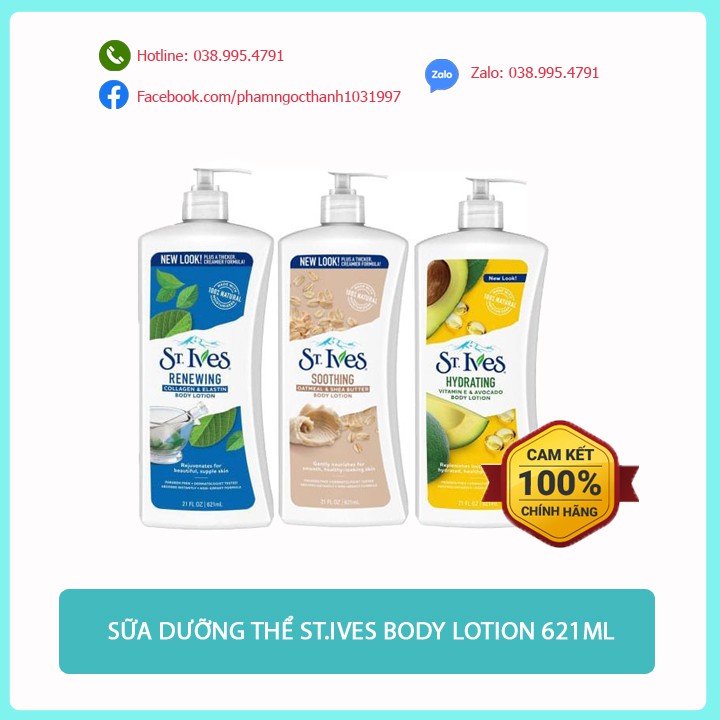 [CHÍNH HÃNG] Sữa Dưỡng Thể Toàn Thân St.Ives Body Lotion (621ml)