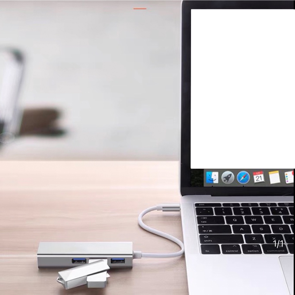 Hub USB Type C kết nối mạng Lan RJ45, Hub chia ra 3 cổng USB 3.0  mở rộng kết nối chuyển đổi cho laptop, PC tốc độ cao