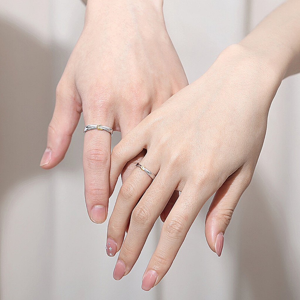 Nhẫn Đôi Bạc Dreamsilver, Nhẫn Cặp Heart Knot Chỉnh Được Size ND014