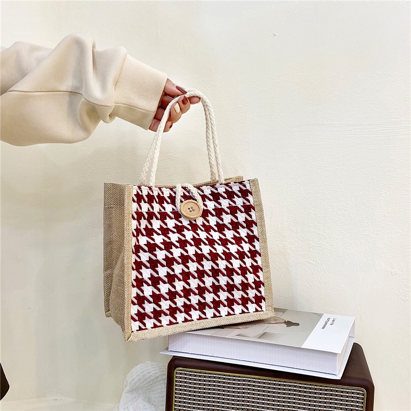 Túi tote vải lanh mini in họa tiết phong cách Nhật Bản thời trang cho nữ