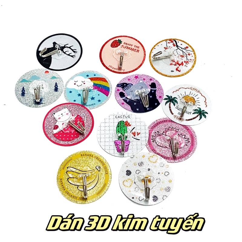 Móc treo dán tường hình tròn kim tuyến móc sắt chịu lực chắc chắn