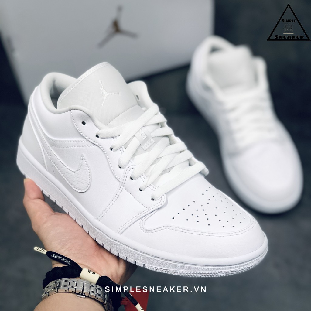 Giày Nike Jordan 1 Chính Hãng FREESHIP Nike Air Jordan 1 Low Allwhite- Giày Jordan 1 Cổ Thấp - Simple Sneaker