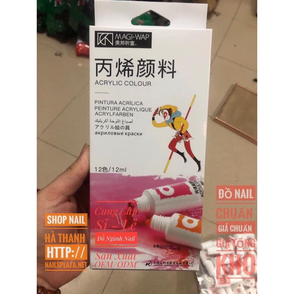 Màu Vẽ Cọ Bản Acrylic Set 12 Màu