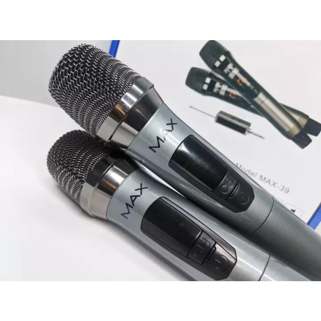 Bộ 2 Micro Không Dây MAX39 Sóng UHF Wireless Micro Hát Karaoke Cực Đỉnh Thiết Kế Đẹp Thu Âm Tốt Chông Rè Chống Hú