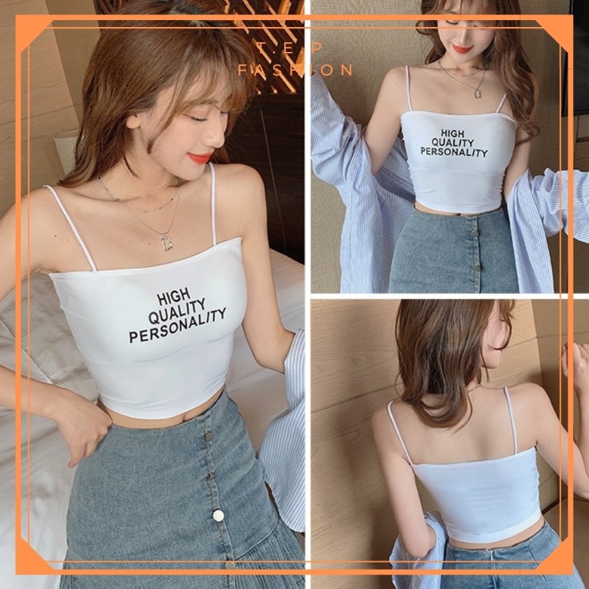 [CÓ MÚT NGỰC]Áo Hai Dây Croptop Hai Dây Sợi Bún Su Đúc Không Viền Siêu Mát Co Dãn BigSize 60kg TepFashion - A2D004