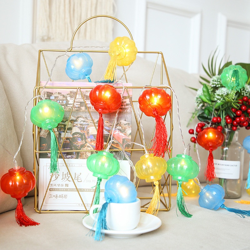 Dây Đèn LED Đỏ Hình Lồng Đèn Trung Hoa Treo Trang Trí Nhà Cửa Dịp Giáng Sinh Năm Mới
