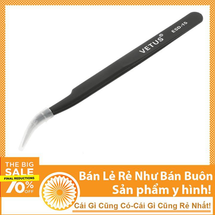 Nhíp Gắp Linh Kiện Chống Tĩnh Điện Vetus Đen - Loại Cong ESD-15