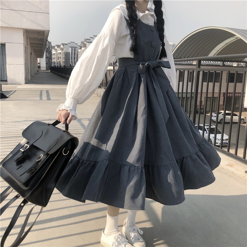 Váy Đầm Lolita Ulzzang Cột Nơ 2020