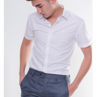 ÁO sơ mi NAM trơn ngắn tay body CỔ ĐỨC 2018