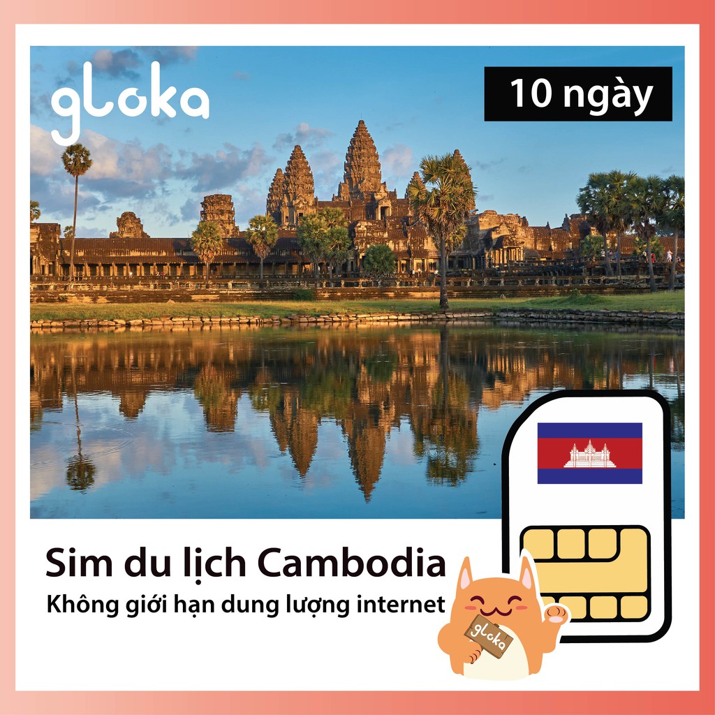 Sim du lịch Lào - Campuchia không giới hạn dung lượng 10 ngày