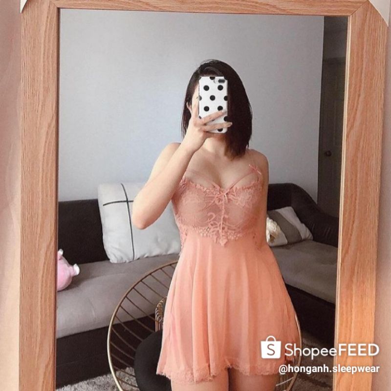 VT04 váy ngủ thun ren hoa co dãn mềm mại thoáng mát sexy
