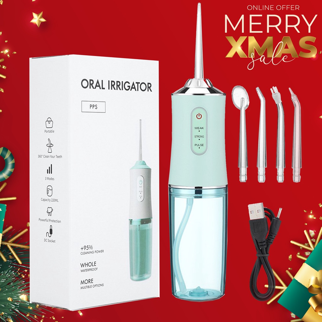 Tăm Nước Oral Irrigator Thông Minh  - 3 Chế Độ Tự Động - 4 Đầu Phun Đa Năng - Vệ Sinh Răng Miệng