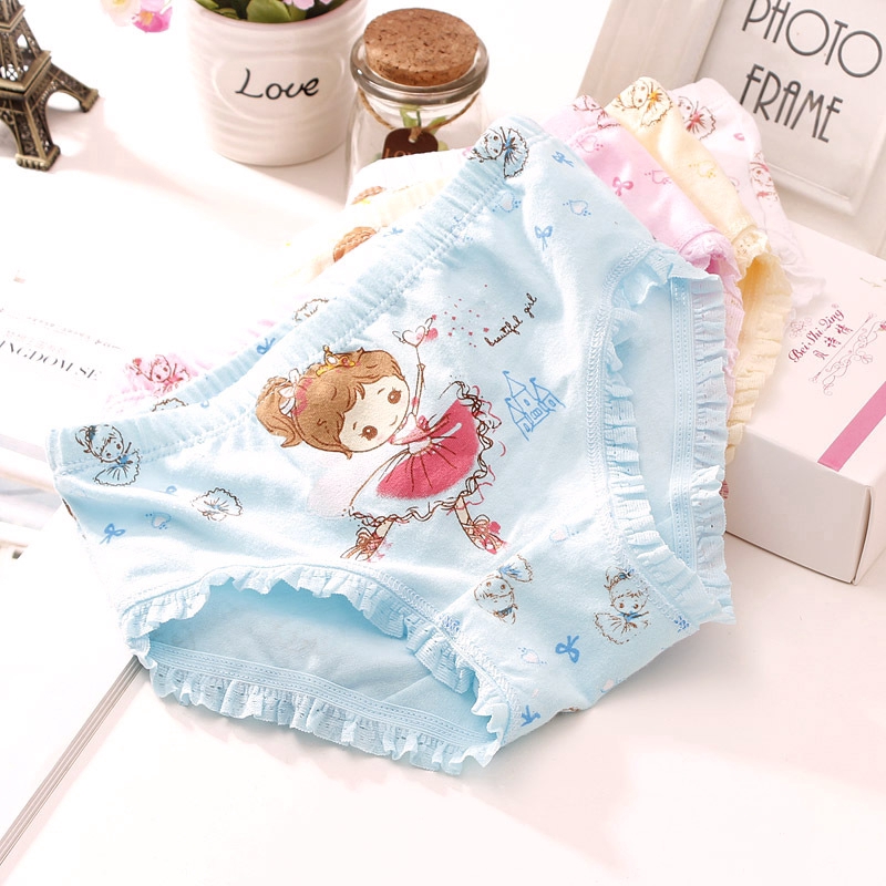 Bộ 4 quần lót vải cotton mềm mại họa tiết tùy chọn cho bé gái