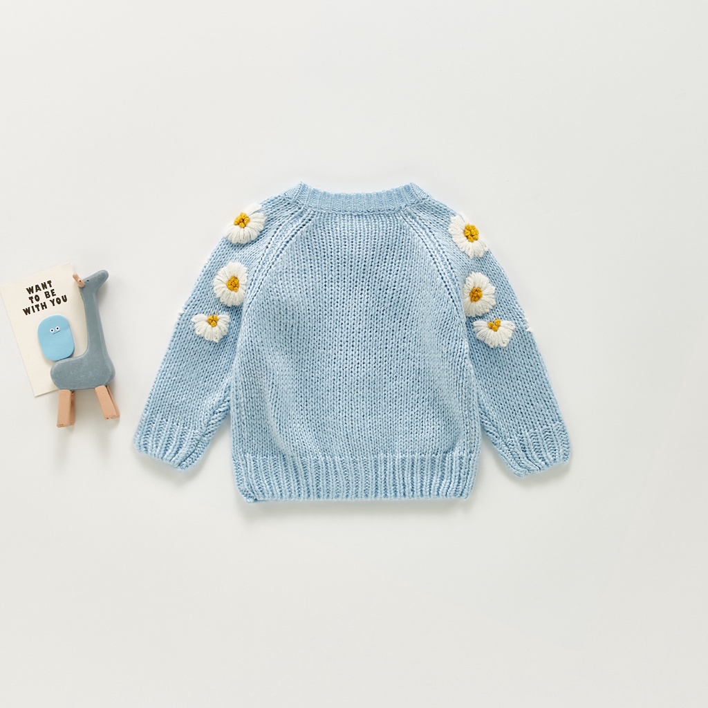 Áo Khoác Cardigan Tay Dài Thêu Họa Tiết Hoa Cúc Phong Cách Âu Mỹ Thời Trang Cho Bé 0094