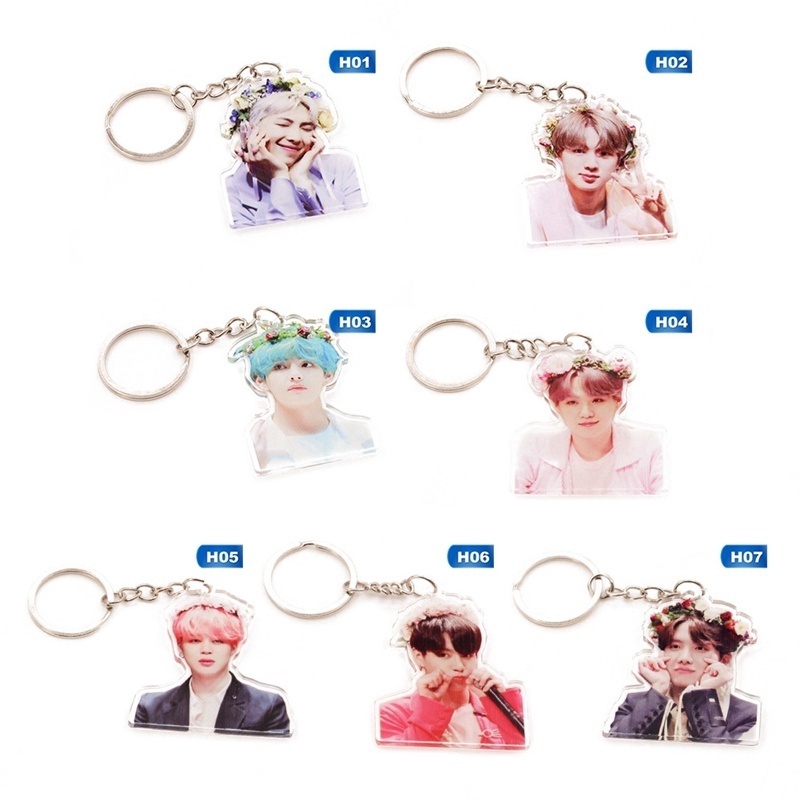 Móc khóa acrylic họa tiết thành viên nhóm nhạc BTS Suga/V/Jimin/Jin/Jung Kook