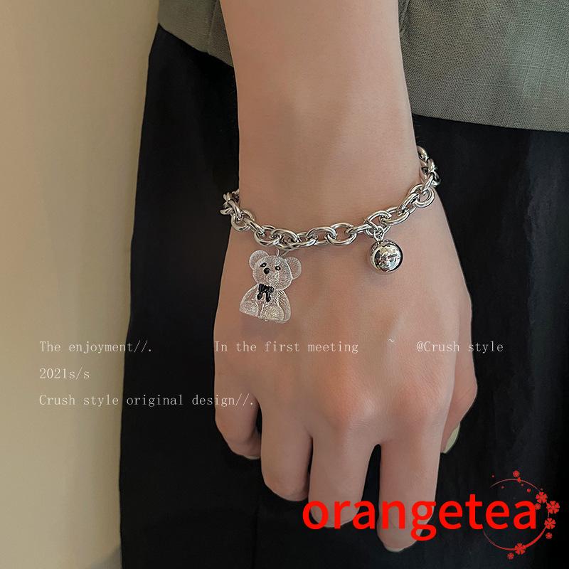 ORT-Charm Bracelet Alloy Cute Bear Pendant Adjustable Bracelet for Women Men Jewelry Accessories Birthday Gift