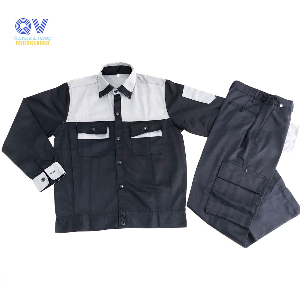 Quần bảo hộ lao động - Màu tím than - túi hộp - vải kaki v31