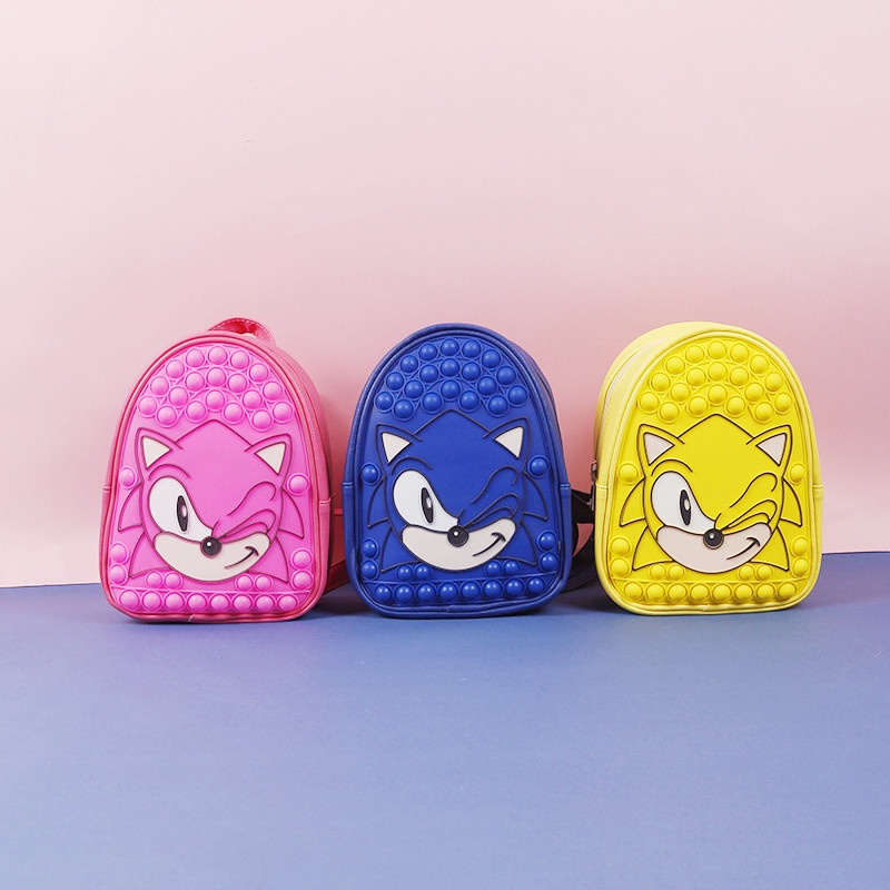 Balo Đi Học In Hình Sonic Pop It Có Dây Đeo Vai Điều Chỉnh Được Cho Trẻ Em