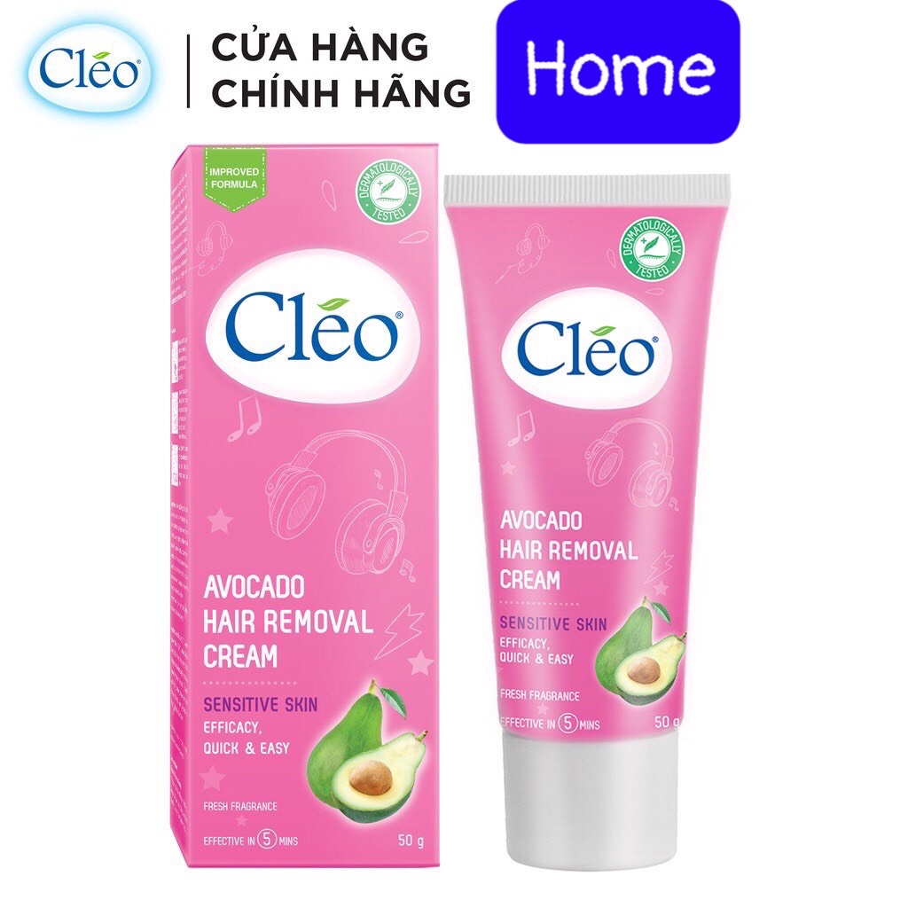 Kem Tẩy Lông Cho Da Nhạy Cảm Cleo Avocado Hair Removal Cream Sensitive Skin 50g