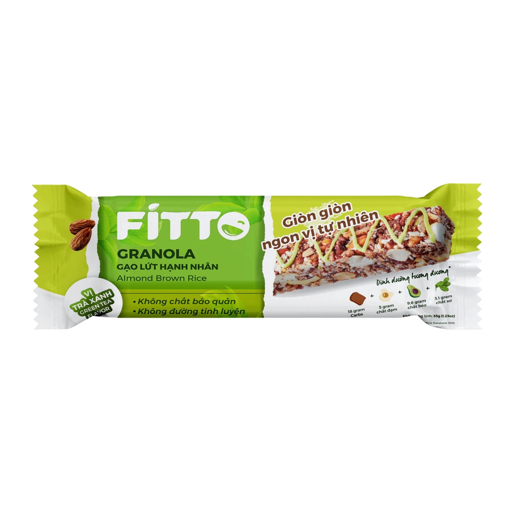Thanh năng lượng gạo lứt hạnh nhân Fitto (hộp 6 thanh * 35g)