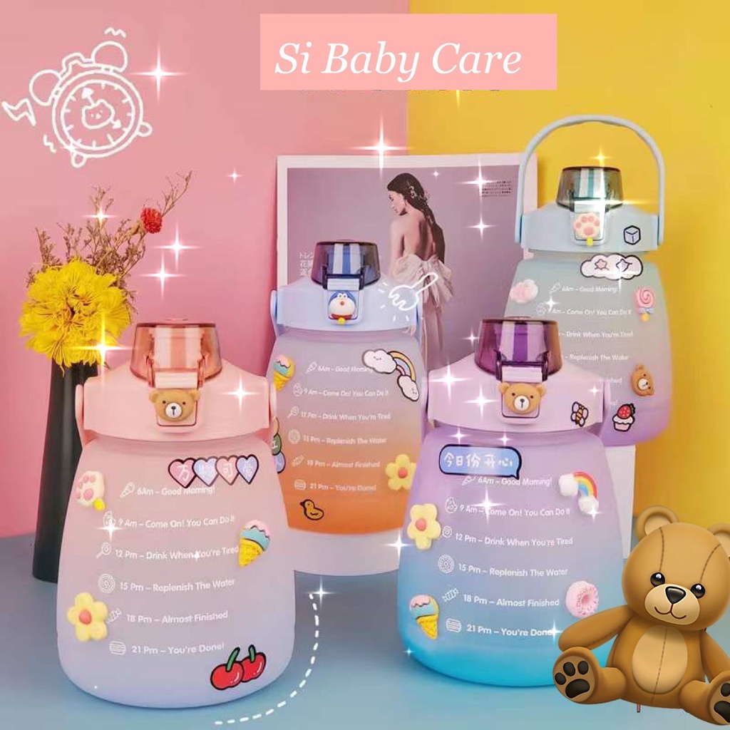 FS Bình Nước 1200ML Có vạch Báo Giờ Uống Nước Dễ Thương